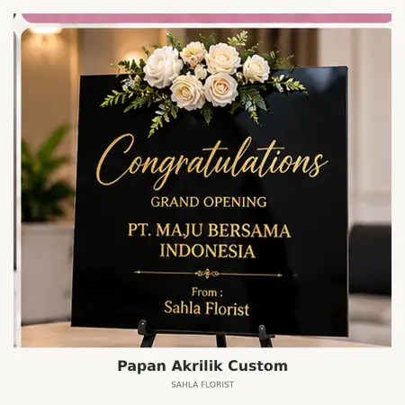 Papan Bunga Akrilik Kuningan